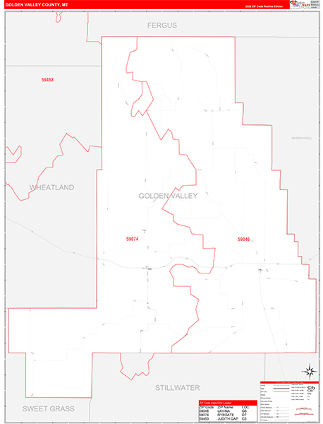 Golden Valley County, MT Zip Code Map